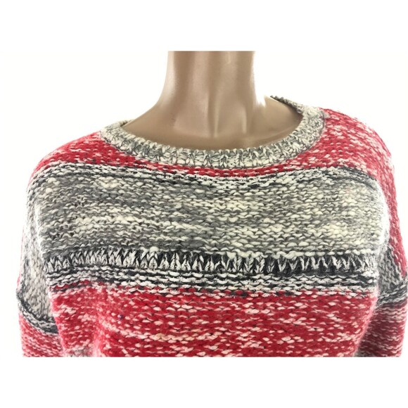Cynthia Rowley Sz XL Gray/Red Stripes Pullover Sweater Long Sleeve Cotton Blend - Picture 2 of 5